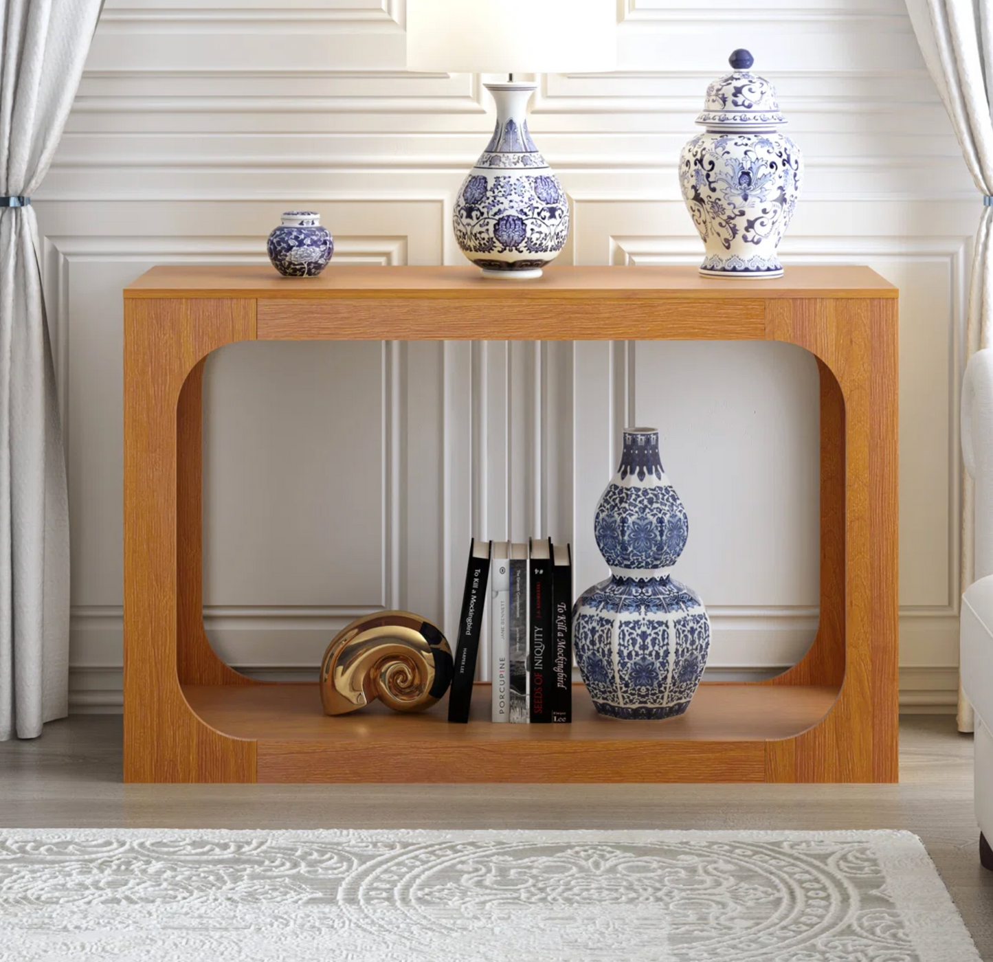 Modern rustic walnut console table🪵