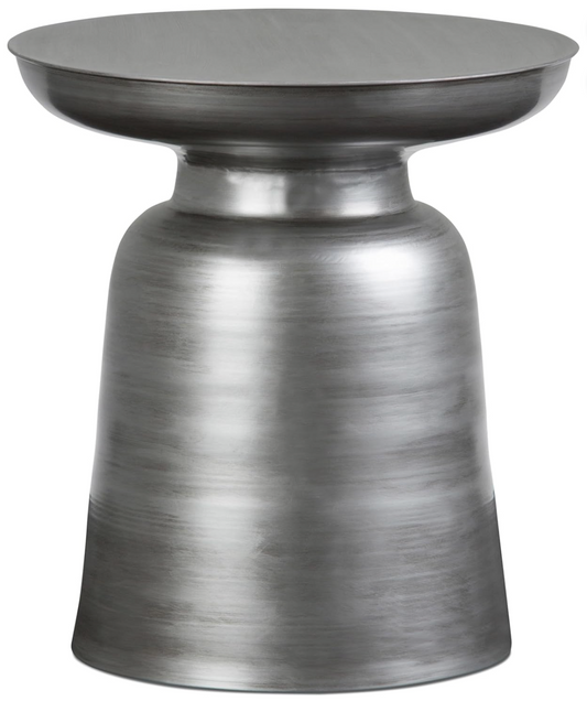 Modern industrial iron drum metal accent table⚓