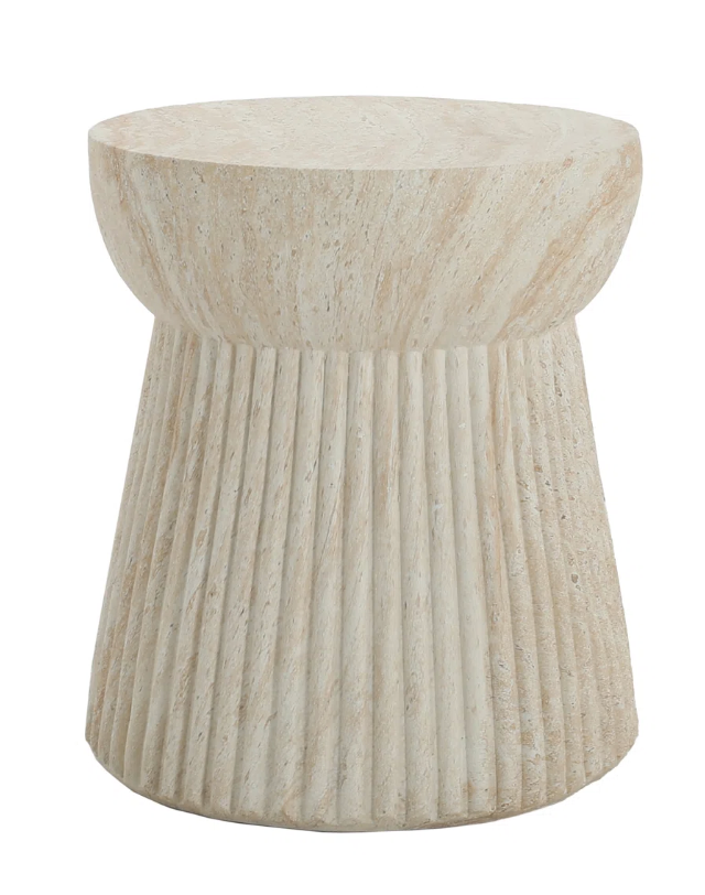 Modern lightweight travertine concrete end table🐚