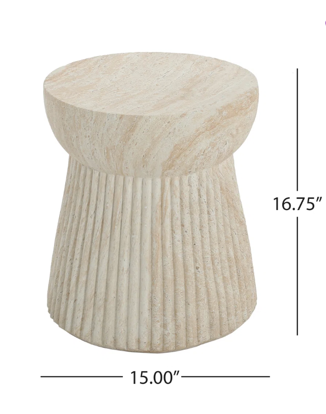 Modern lightweight travertine concrete end table🐚