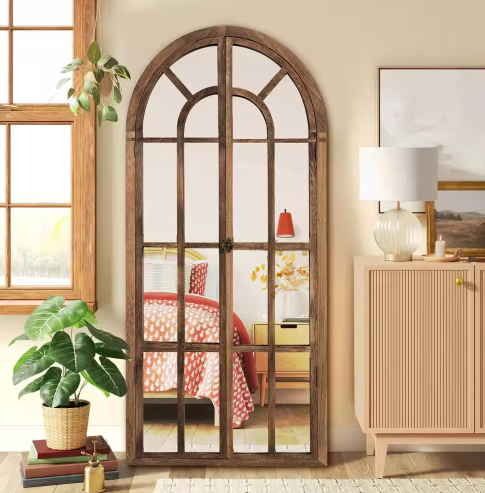 31x71 oversized arched farmhouse wood framed full-length mirror🐏