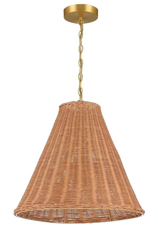 Tapered natural rattan pendant💡