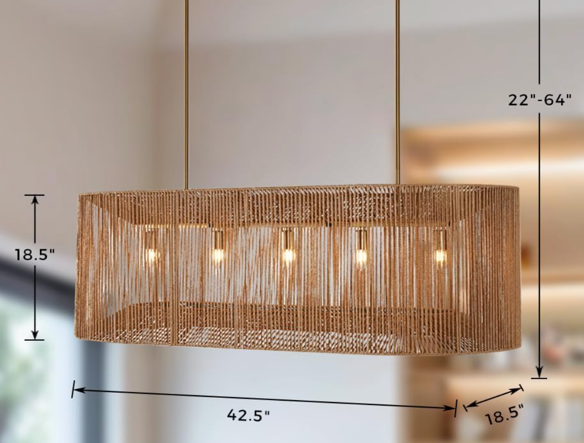 Coastal handwoven 5-light rustic rattan chandelier 🌼