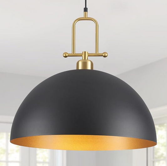 Large black & gold 20" modern pendant light ✨