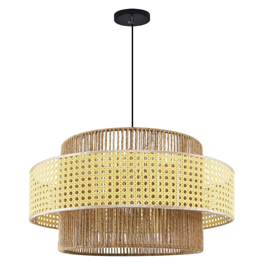 Handwoven 20" woven rattan chandelier 🌻