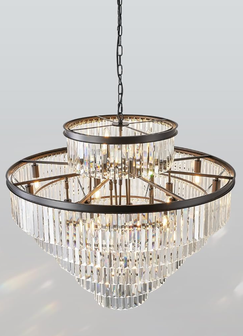 Gold crystal luxury 36" round chandelier ✨