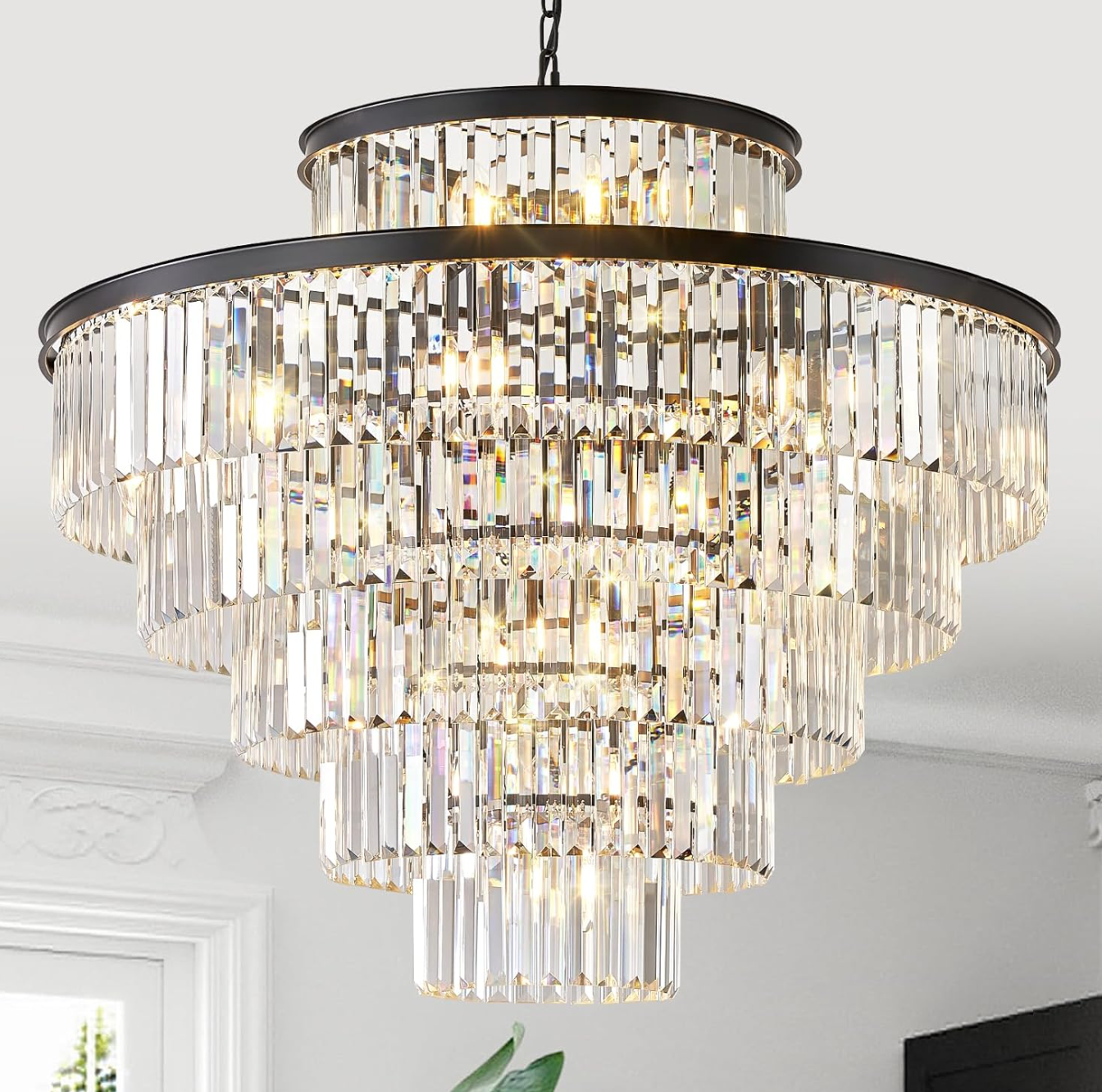 Gold crystal luxury 36" round chandelier ✨