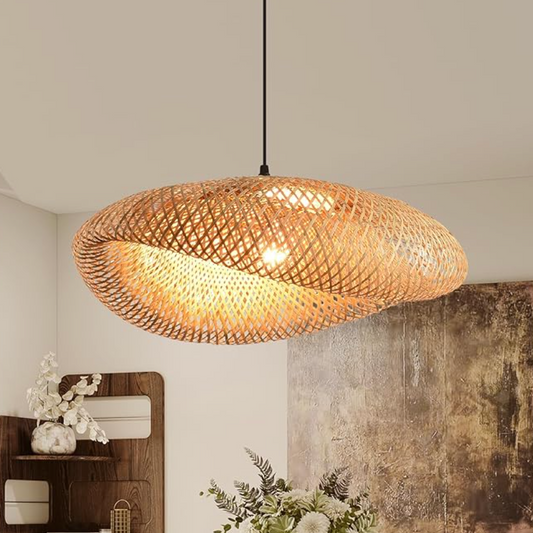 Farmhouse rattan 24" boho chandelier 🪴