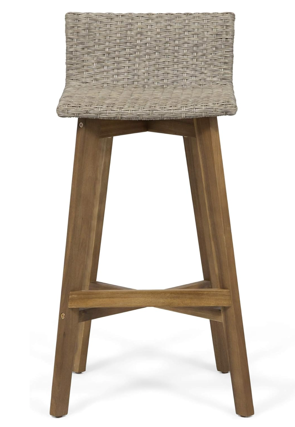 2 light brown & teak rustic acacia wood barheight barstools🍻