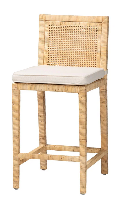Handwoven wicker counterheight coastal barstool🌴