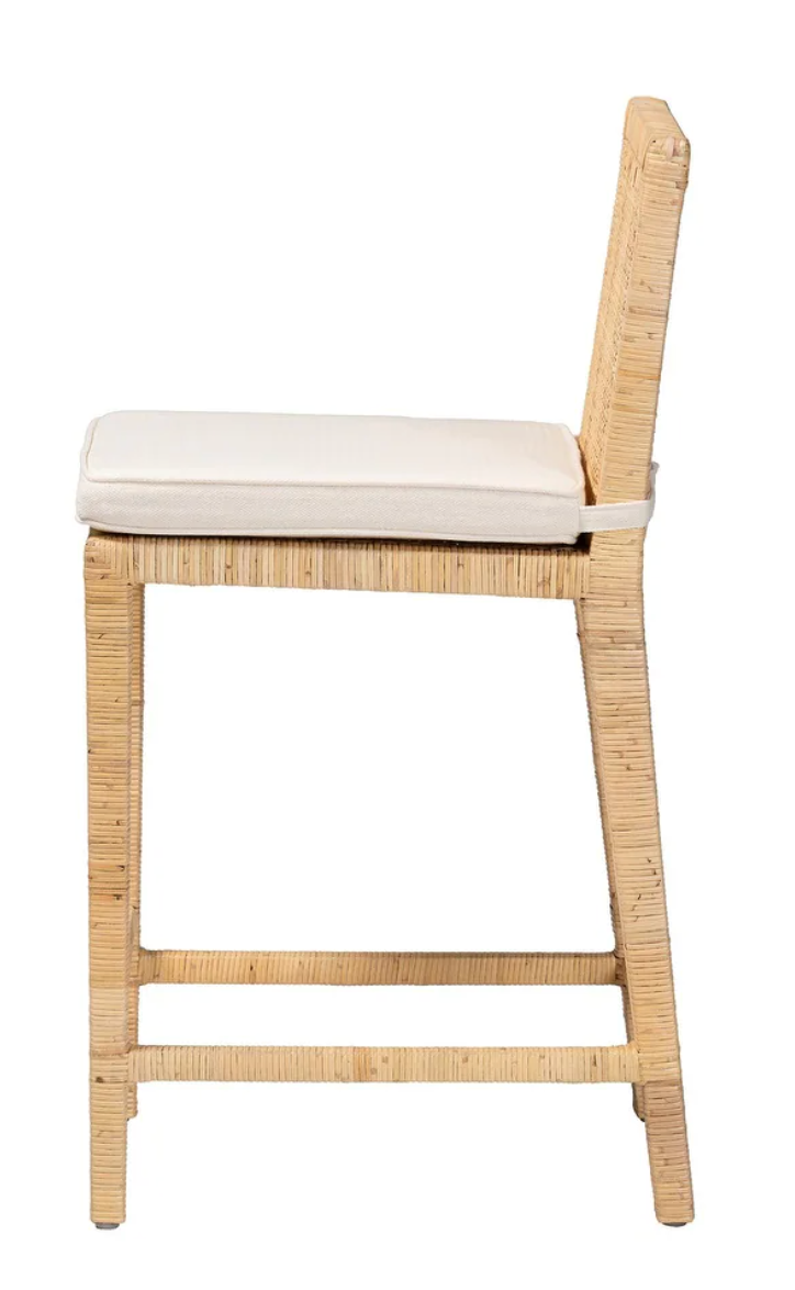 Handwoven wicker counterheight coastal barstool🌴