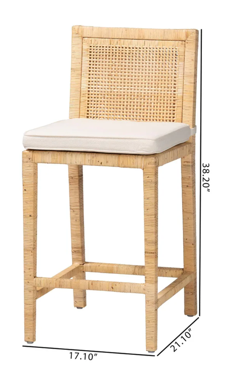 Handwoven wicker counterheight coastal barstool🌴