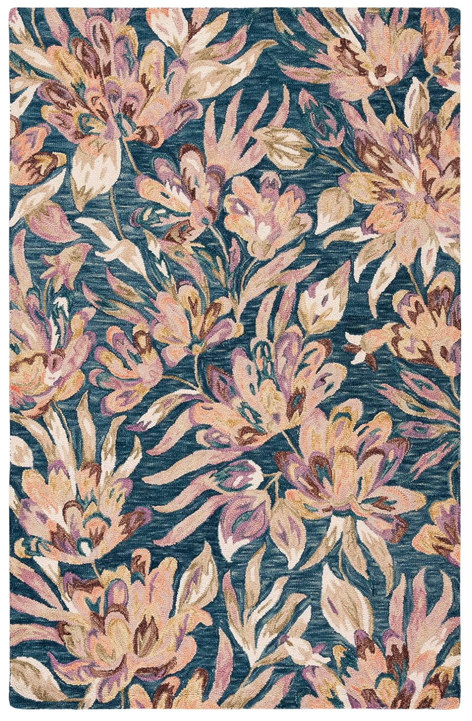 5x8 blue & plum blossom wool floral rug🌿
