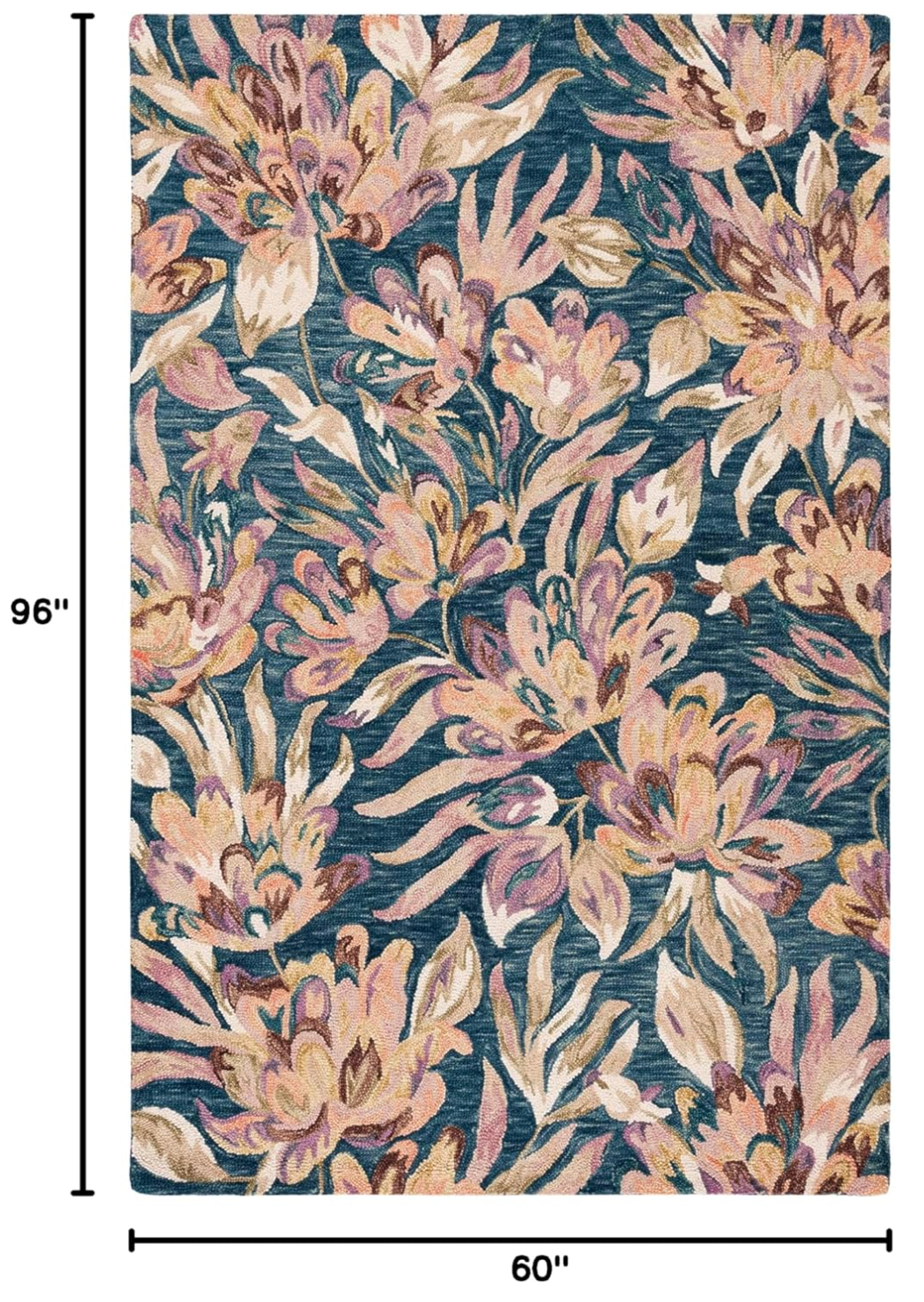 5x8 blue & plum blossom wool floral rug🌿