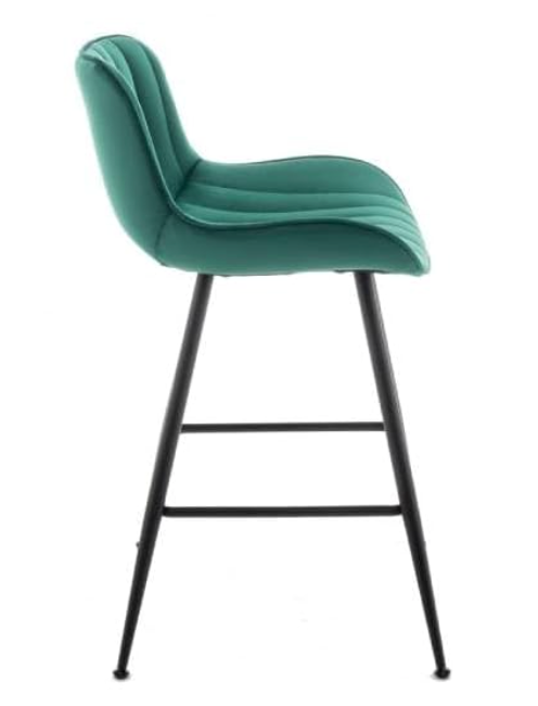 2 green velvet upholstered counterheight bartools🍾