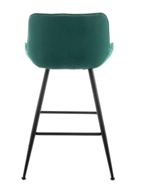 2 green velvet upholstered counterheight bartools🍾