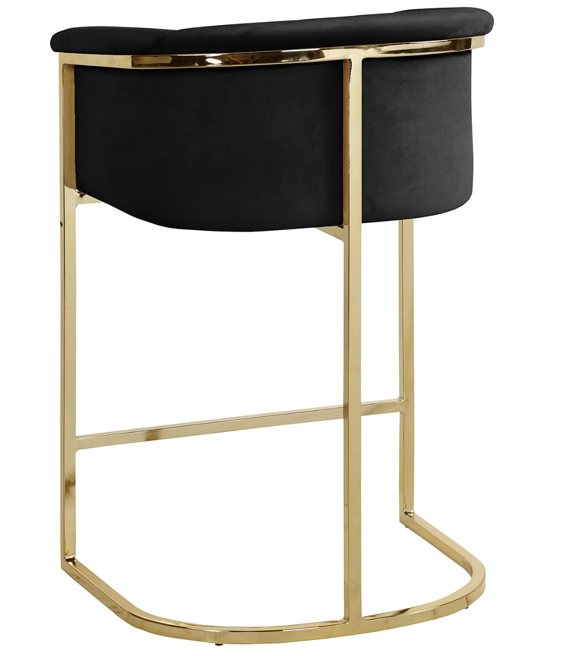 Modern black velvet counterheight barstool w/ gold steel base ✨