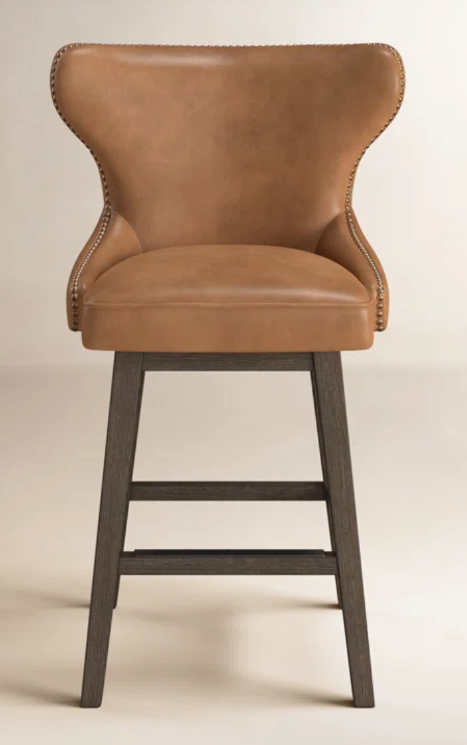 Brown faux leather swivel counterheight barstool🥃