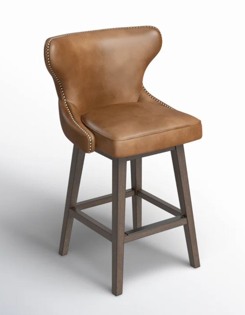 Brown faux leather swivel counterheight barstool🥃