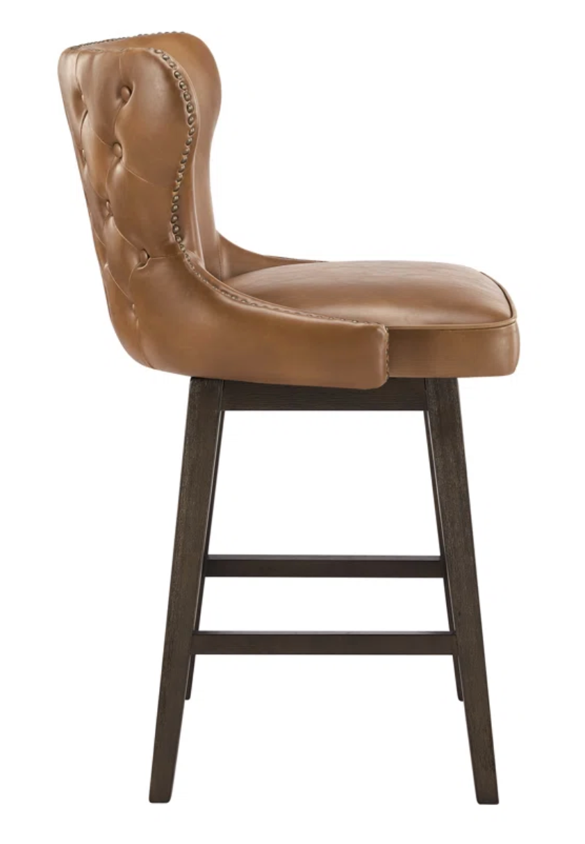 Brown faux leather swivel counterheight barstool🥃