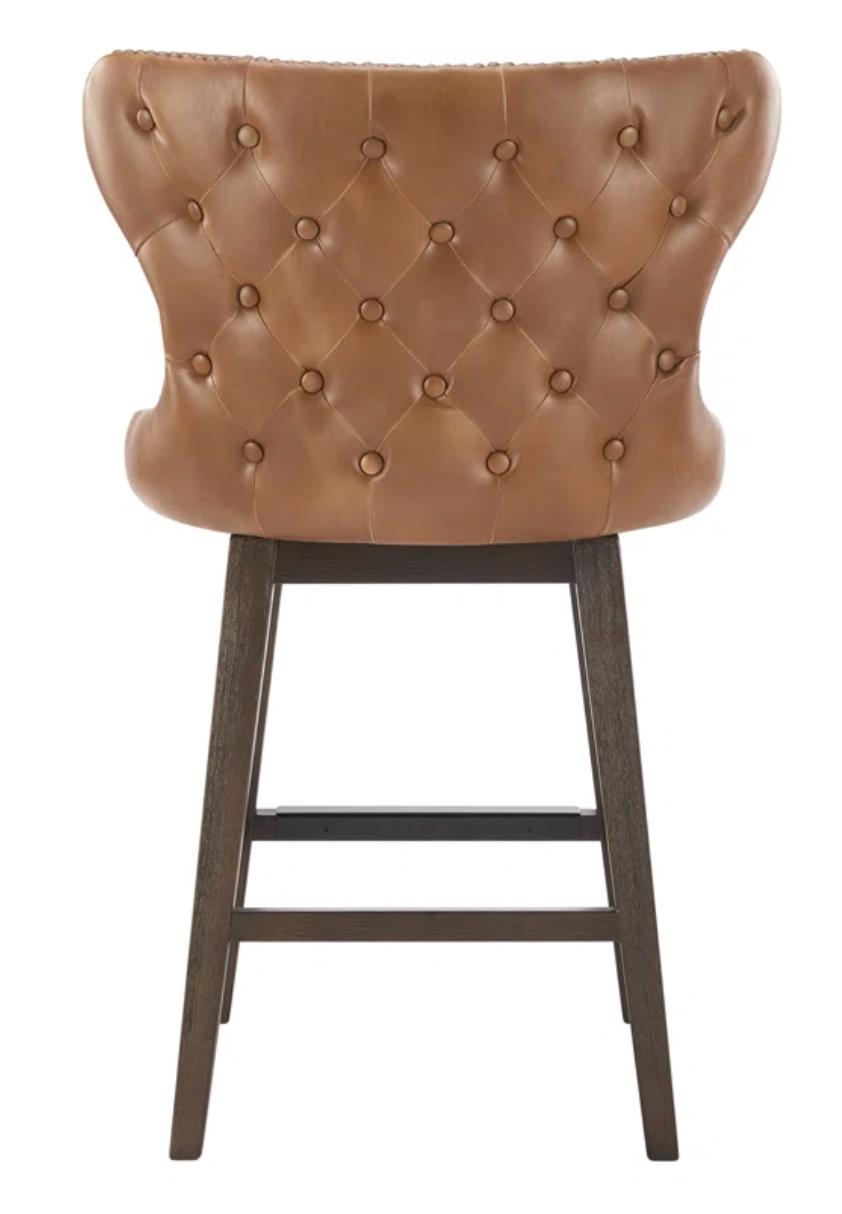 Brown faux leather swivel counterheight barstool🥃