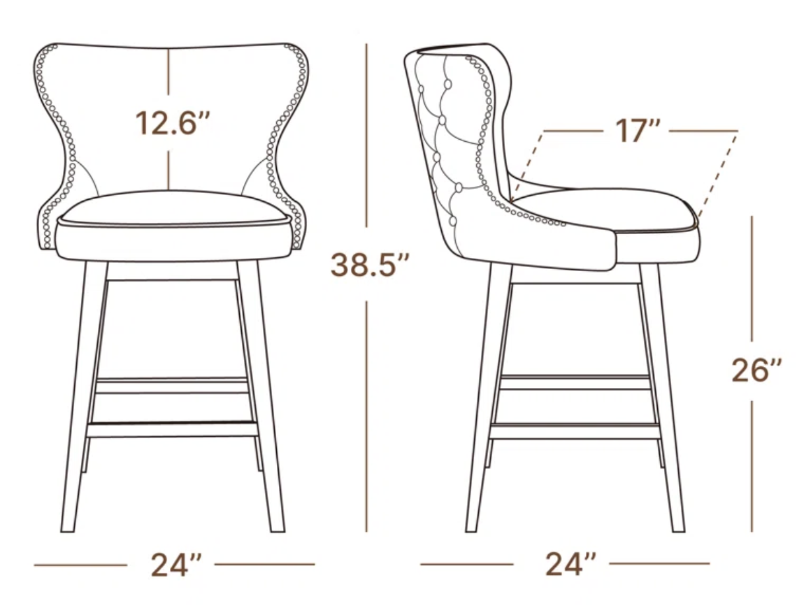 Brown faux leather swivel counterheight barstool🥃