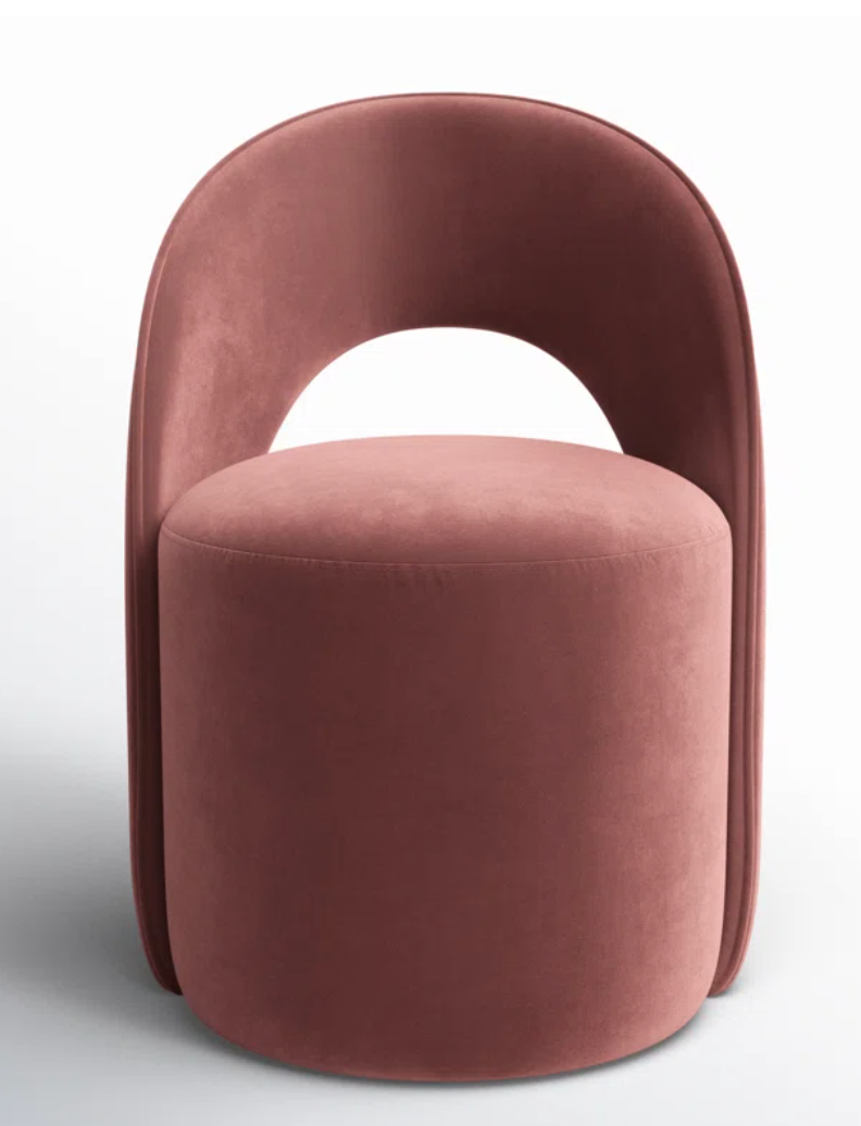 Blush velvet upholstered accent chair🪷