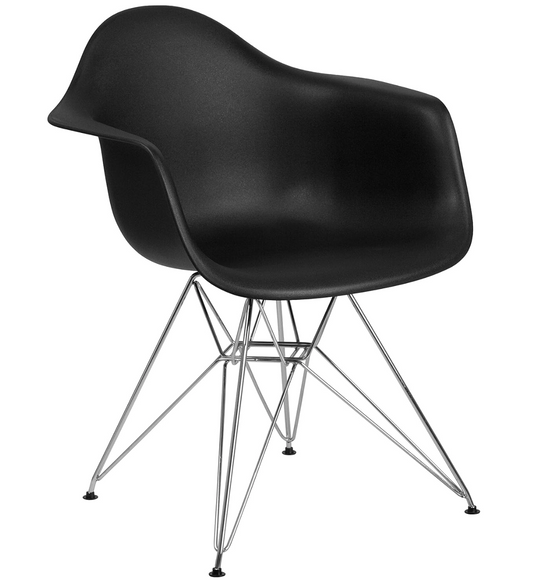 2 modern black & chrome dining chairs♟️