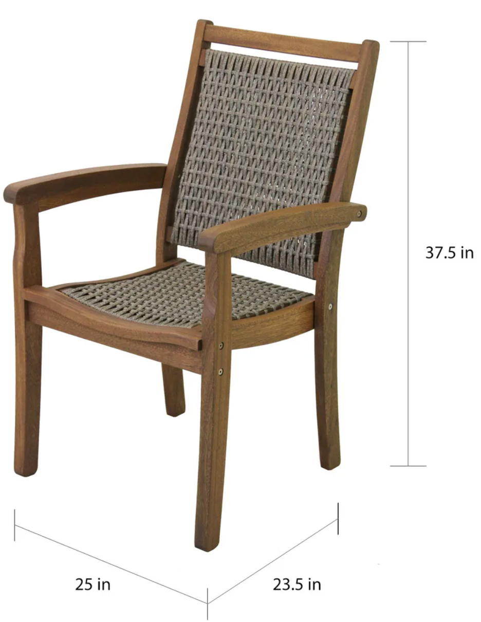 Stackable wicker & eucalyptus outdoor dining chair🍂