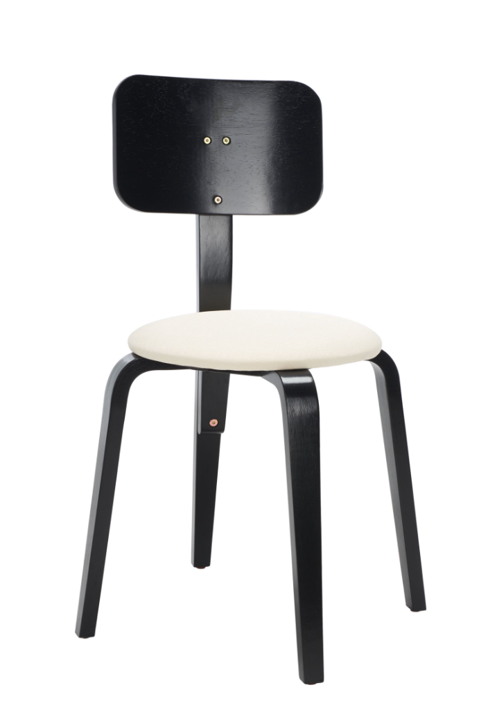 2 black & cream stackable wood dining chairs🍽️