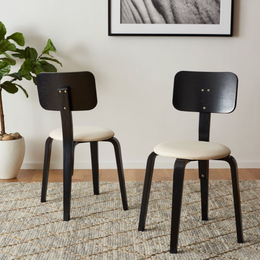 Black & cream stackable wood dining chair 🍽️