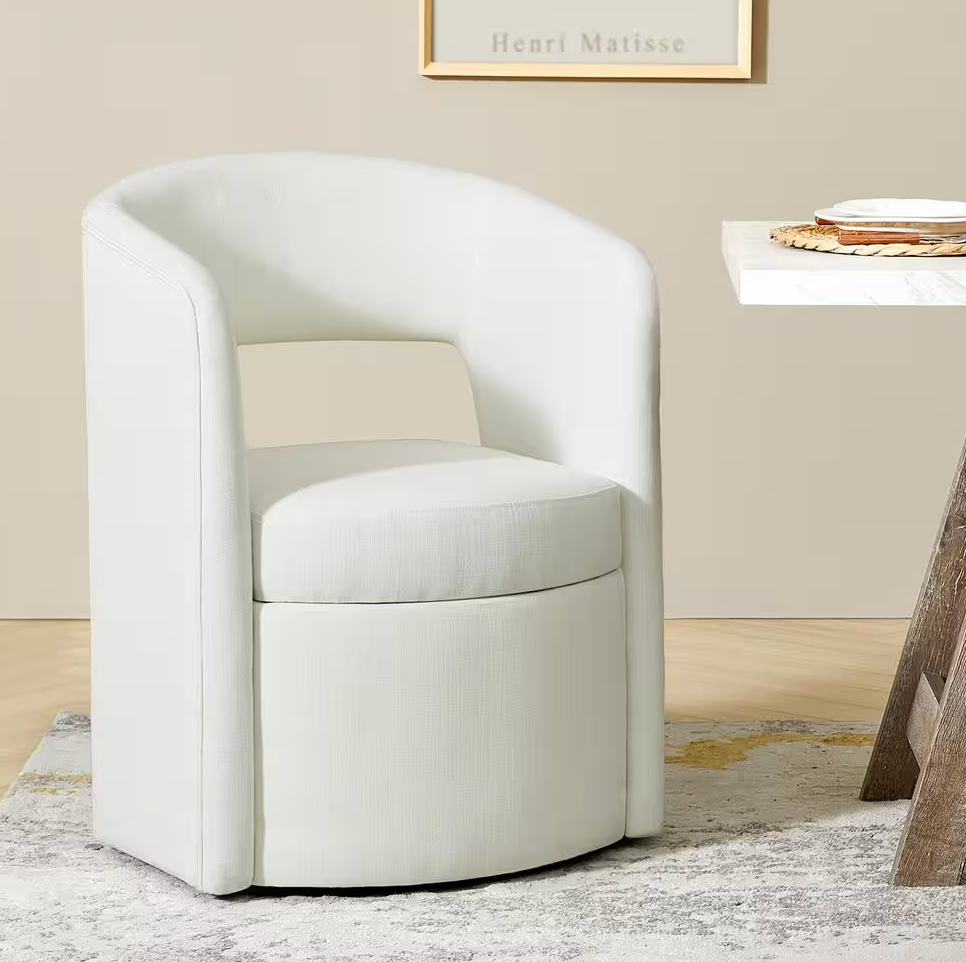 Modern white movable dining chair w/ storage🤍