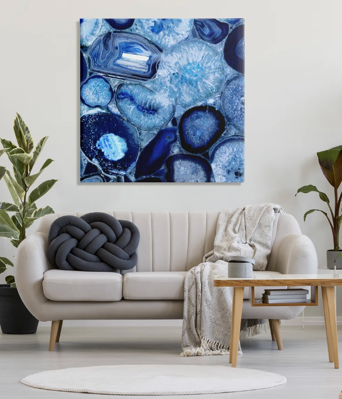 Natural blue geodes 36x36 canvas 🪨⛏️