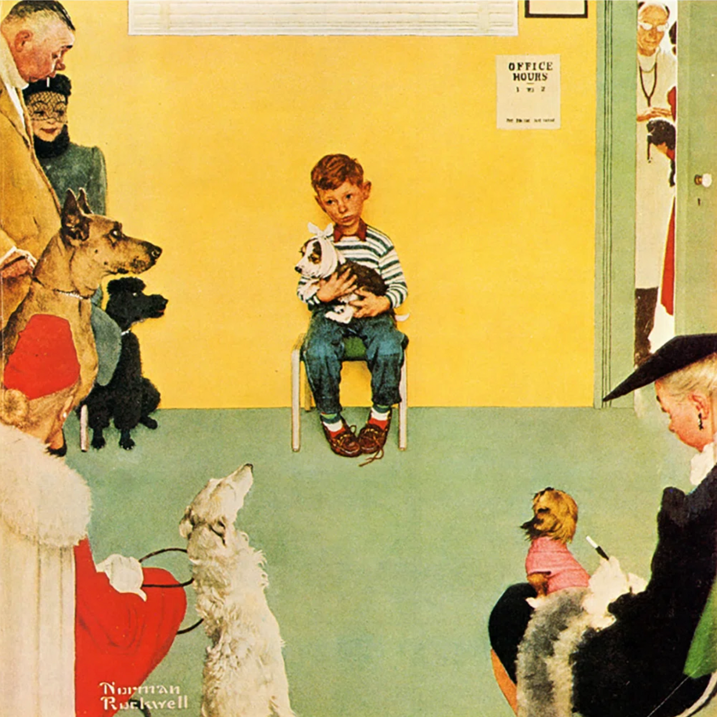 18x18 Norman Rockwell veterinarian painting on canvas 🐶🐾