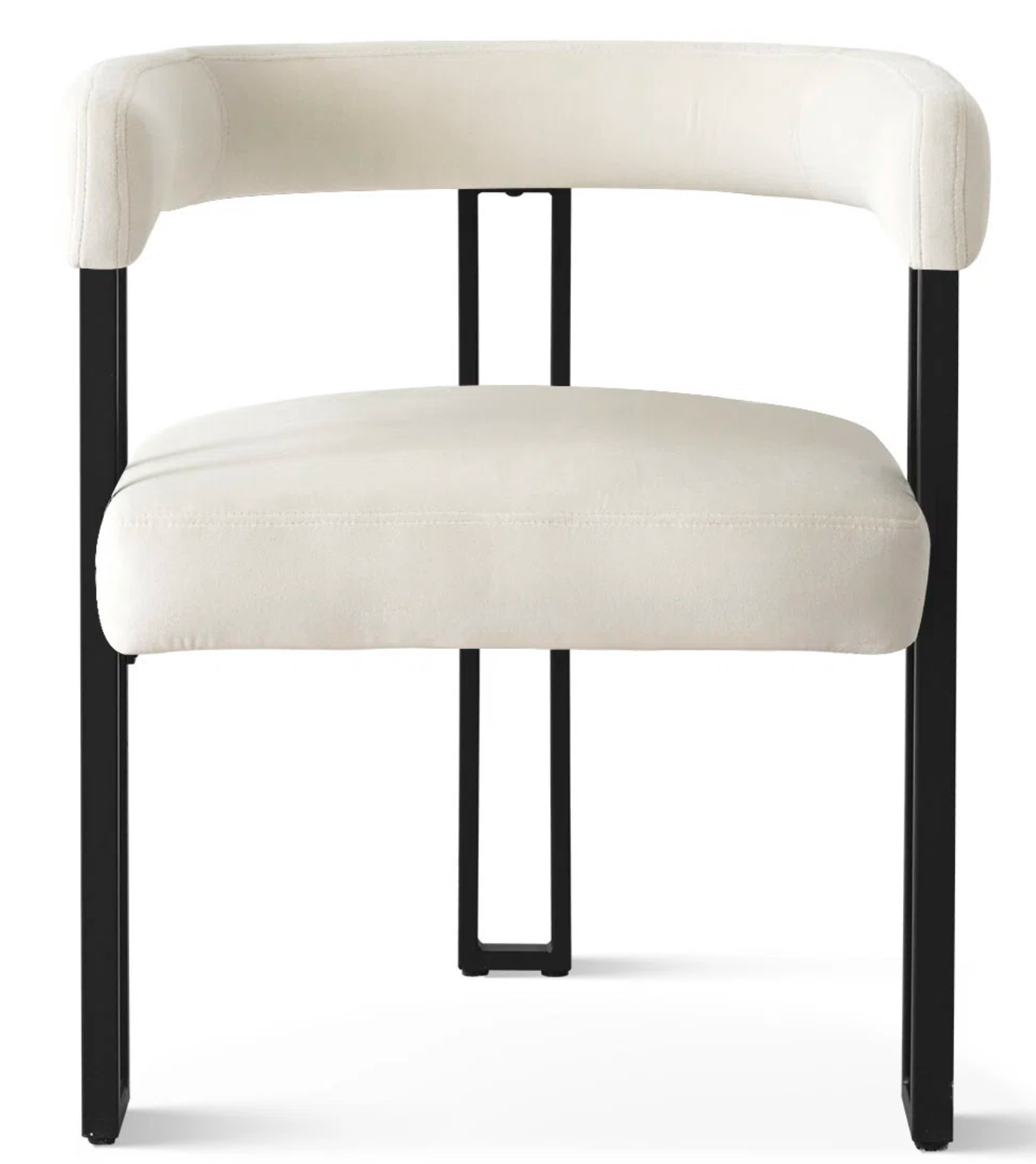 2 modern velvet white upholstered armchairs w/ black frame ✨
