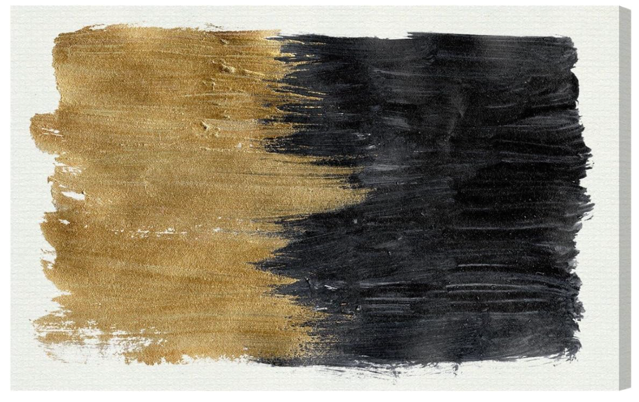 36x54 contemporary abstract black & gold canvas 🖤