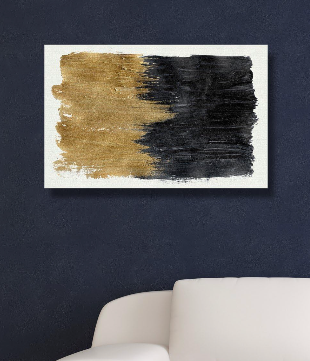 36x54 contemporary abstract black & gold canvas 🖤