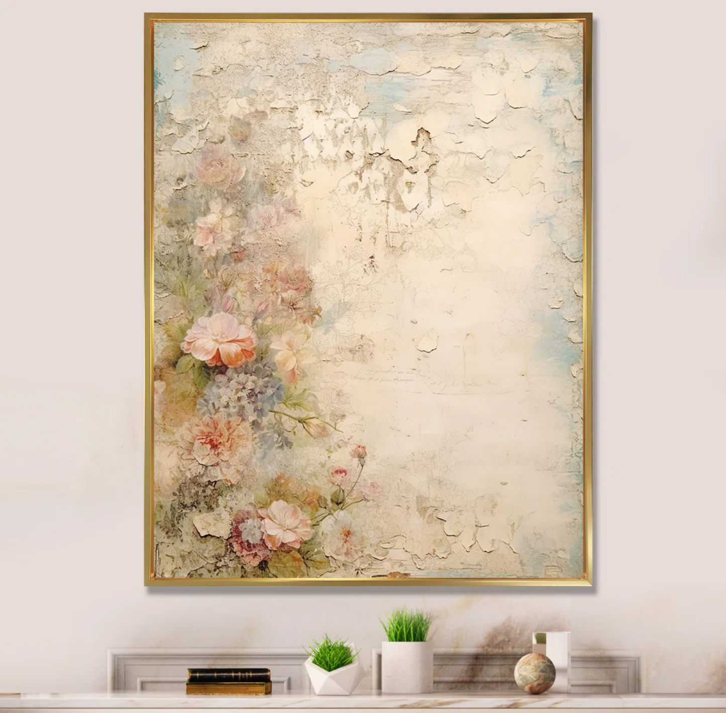 Pink rustic bouquet framed canvas 💐