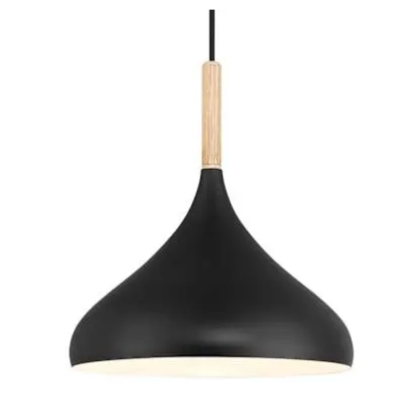 Access Lighting 13" wide black & wood pendant 🖤