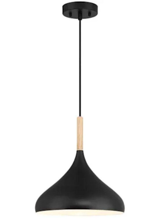 Access Lighting 13" wide black & wood pendant 🖤