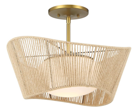Rattan 1 Light Semi-Flush Mount chandelier 💡