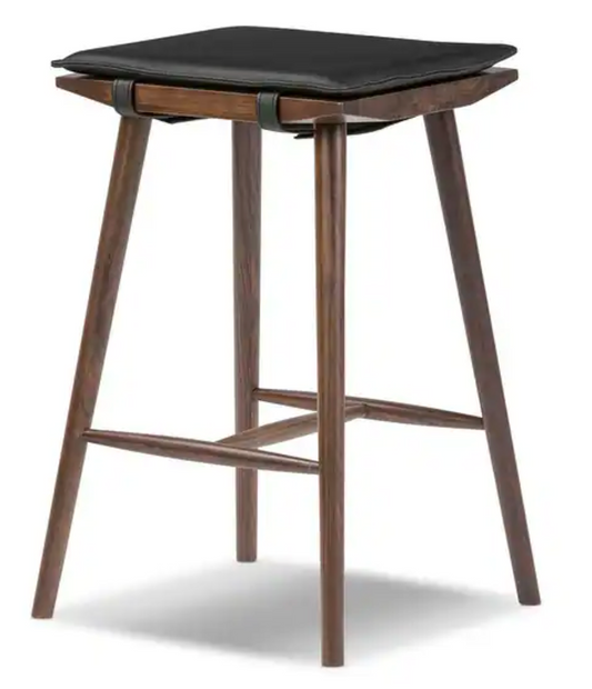 Black Leather & Walnut 26" counterheight barstool🥂