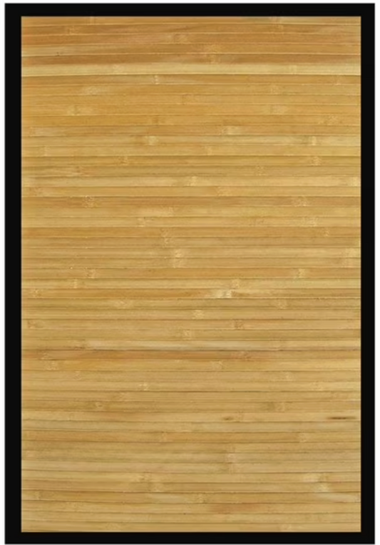 6x9 contemporary bamboo rug w/ black linen border 🖤