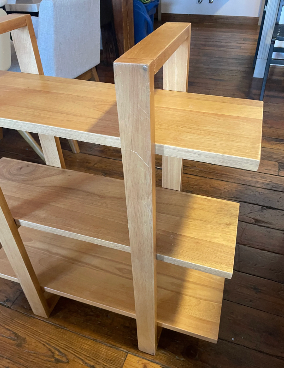 Floating wall 3-tier wood Nathan James bookshelves 🌼