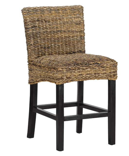 Coastal barheight barstool w/ rattan seat & mahogany legs 🤎