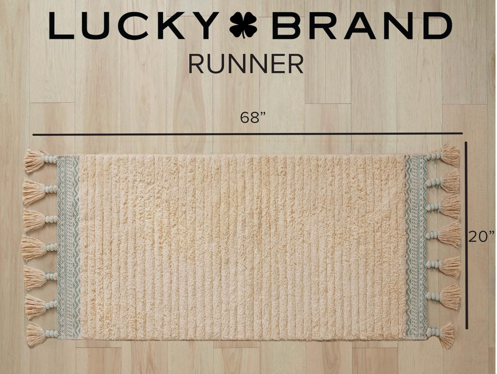 20x68 Lucky Brand boho cotton runner w/ fringe 🩵