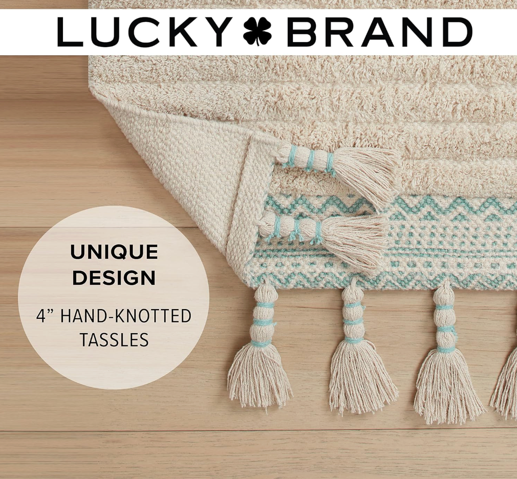 20x68 Lucky Brand boho cotton runner w/ fringe 🩵