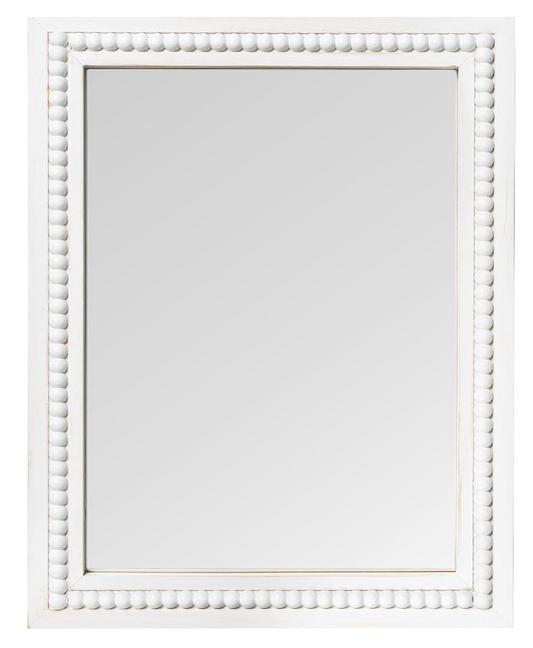 12x16 white wood beaded framed mirror 🤍
