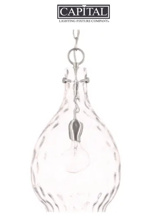 10" wide glass & nickel pendant light 💡