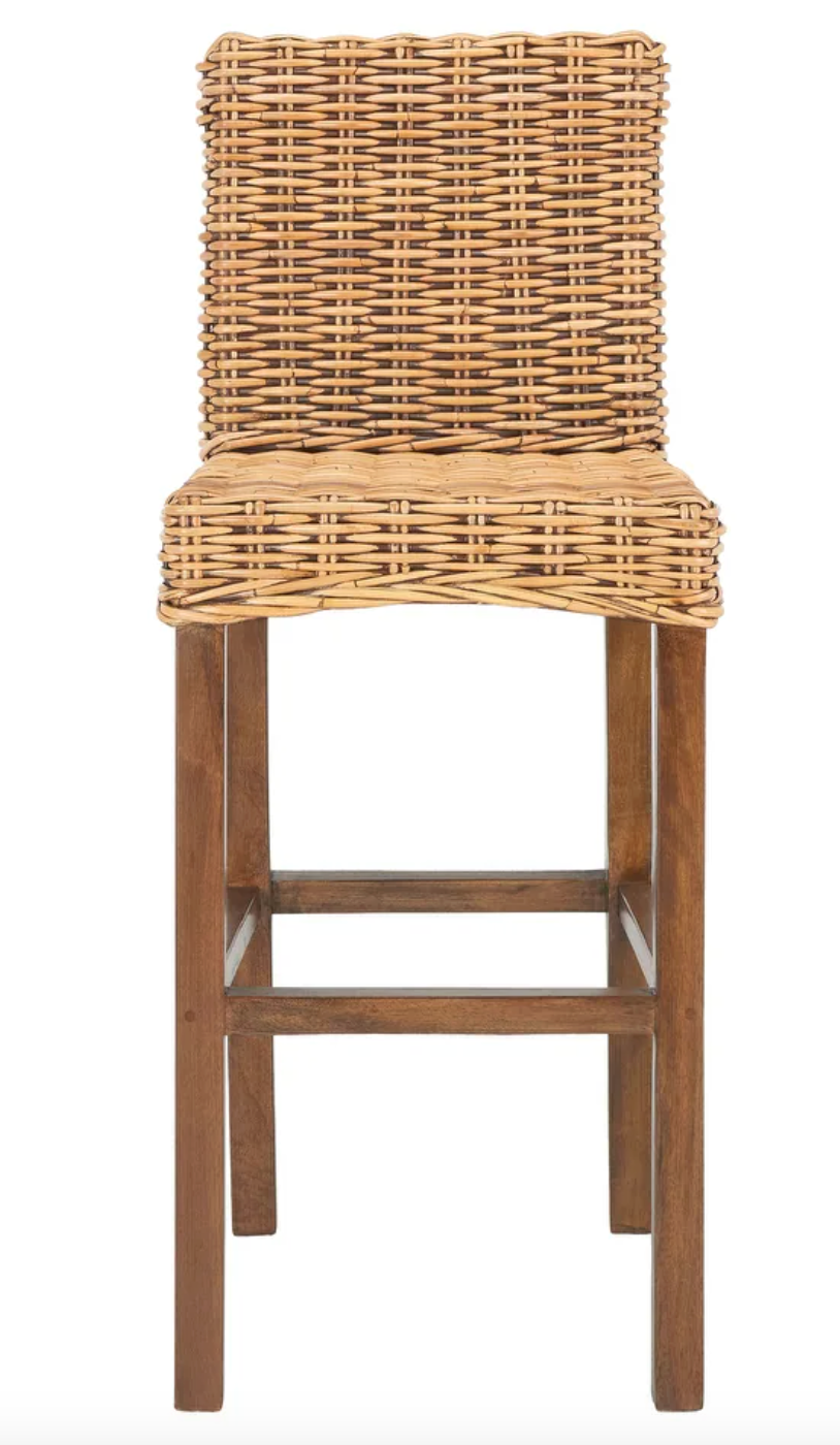 Honey brown wicker barheight barstool 🤎